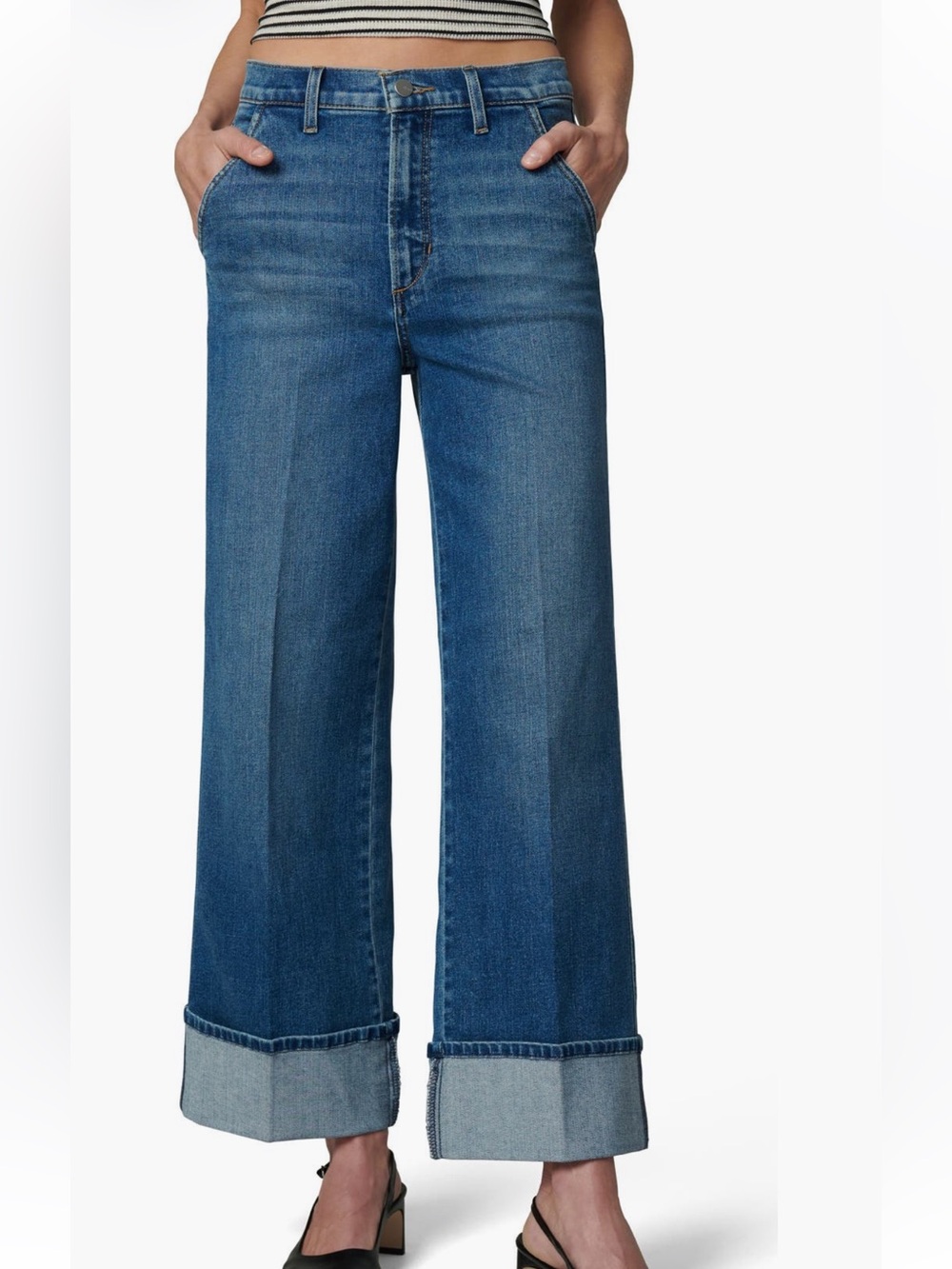Joe's Jeans Mid-Blue Wide Leg Cuffed Denim size 31